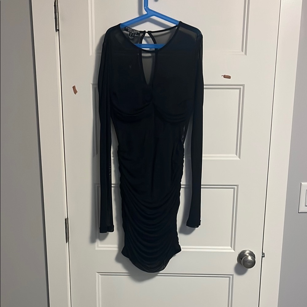 Mesh Black Long Sleeve Dress